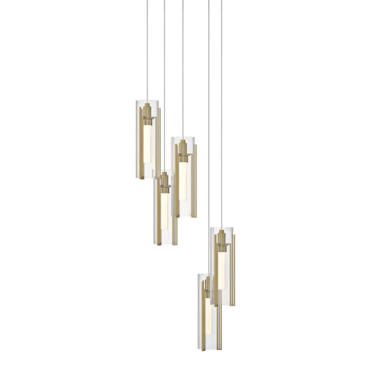 Hubbardton Forge Exos Glass 5 Light 14" Wide Suspension Multi Light Pendant