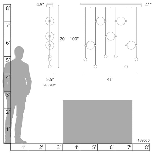 Hubbardton Forge Abacus 41" Wide LED Suspension Multi Light Pendant