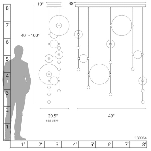 Hubbardton Forge Abacus 49" Wide LED Suspension Multi Light Pendant