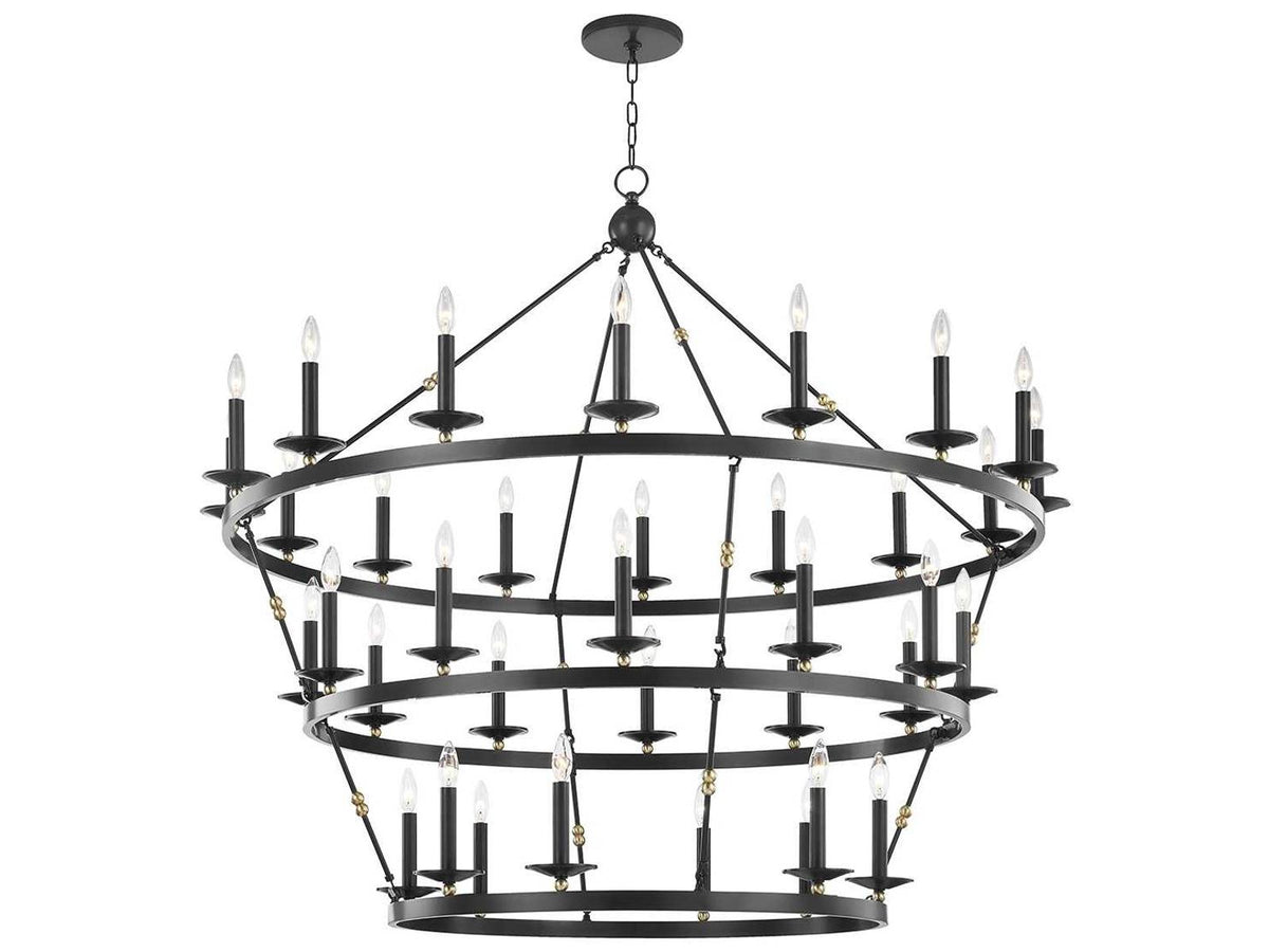 Hudson Valley 36-Light Allendale Round Tiered Chandelier in Aged Old Bronze