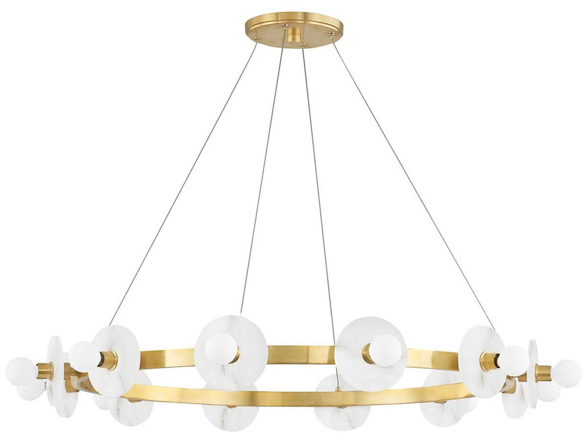 Hudson Valley Austen 12-Light Candelabra Chandelier in Aged Brass with Alabaster