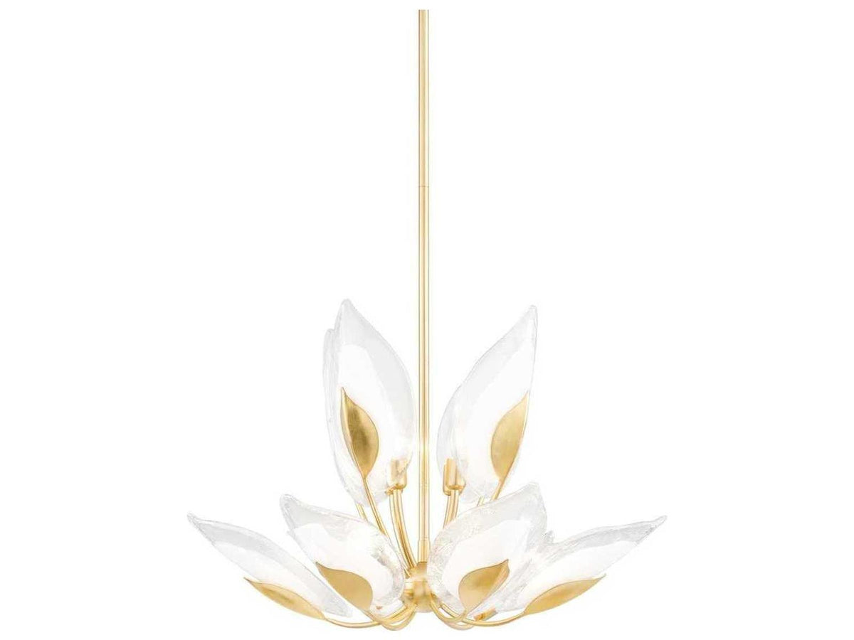 Hudson Valley Blossom 10-Light Round Tiered Chandelier in Gold Leaf with Clear Glass