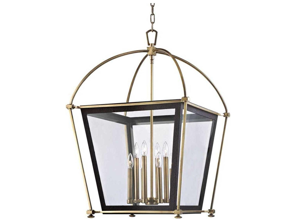 Hudson Valley Hollis 8-Light Aged Brass Clear Glass Candelabra Lantern Chandelier