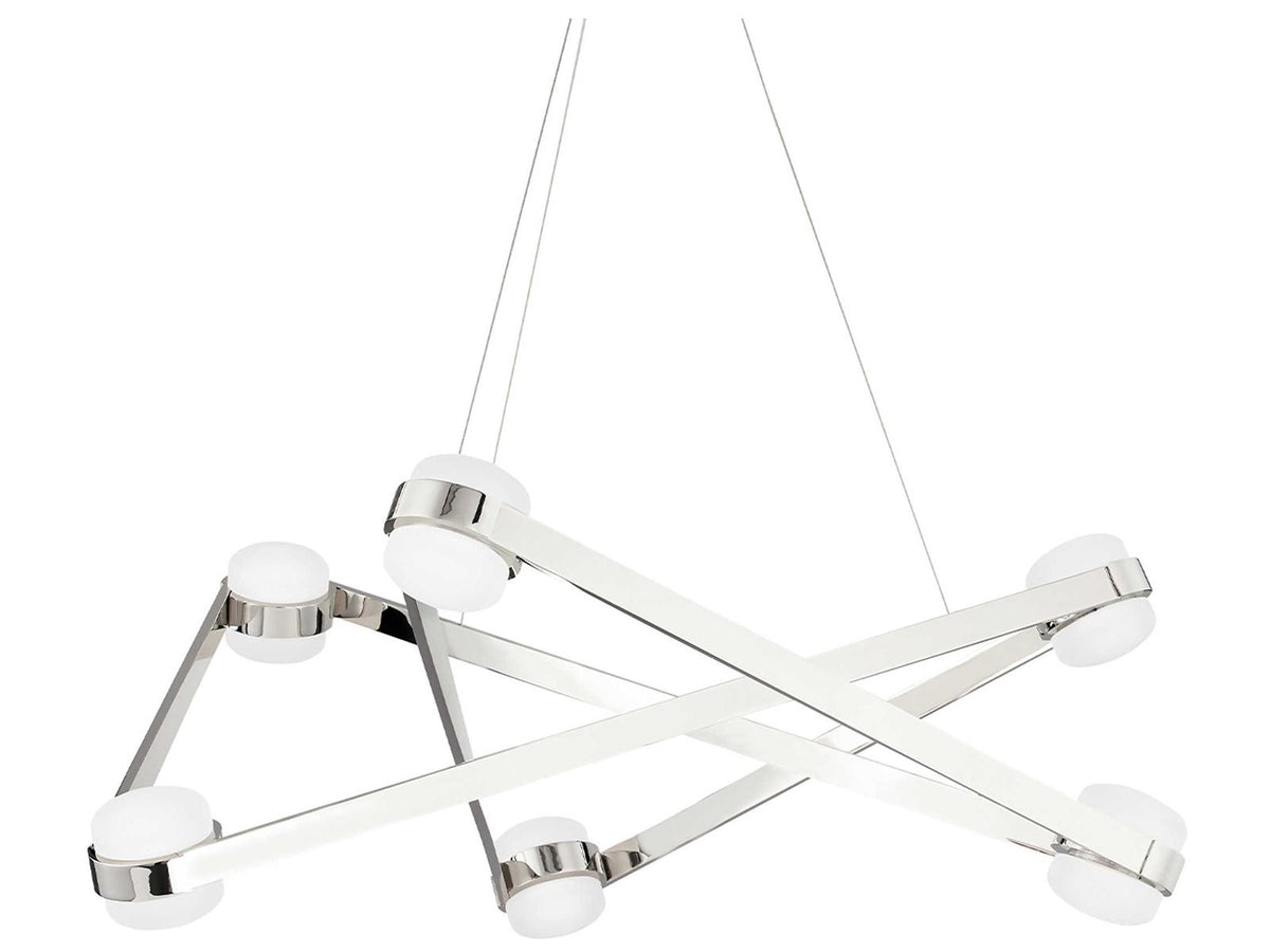 Hudson Valley 6-Light Orbit LED Geometric Chandelier in Polished Nickel
