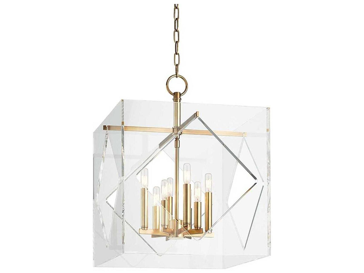 Hudson Valley 8-Light Travis Chandelier Aged Brass with Clear Acrylic
