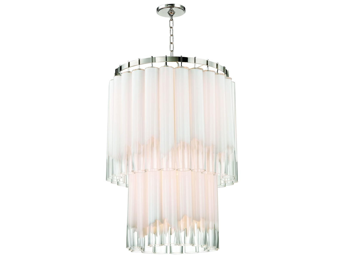 Hudson Valley Tyrell 9-Light Polished Nickel Candelabra Chandelier with Glass Tubes