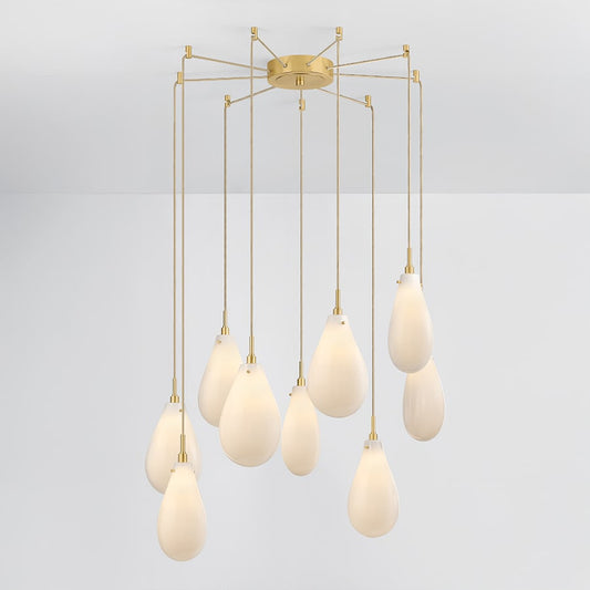 Hudson Valley Lighting Ironwood 9 Light 30" Wide Multi Light Pendant with Seedy Opal Glass Shades