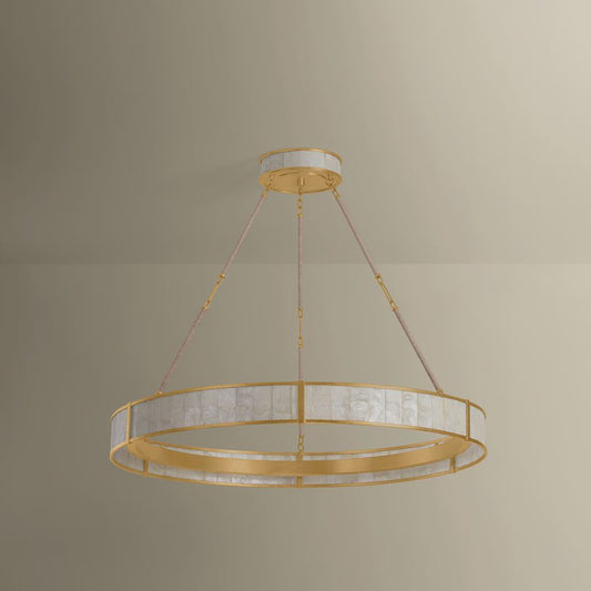 Hudson Valley Lighting Halcott 42" Wide LED Drum Chandelier with Capiz Shell Shade