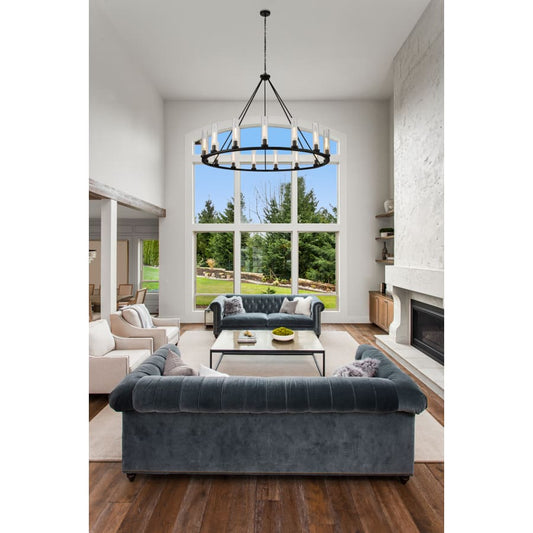 James Allan Hartman 15 Light 60" Wide Pillar Candle Ring Chandelier
