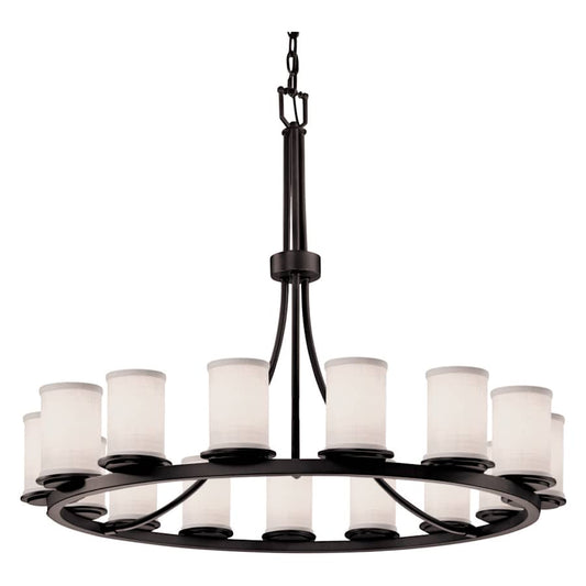 Justice Design Group Textile 42" Wide Ring Chandelier with White Shades
