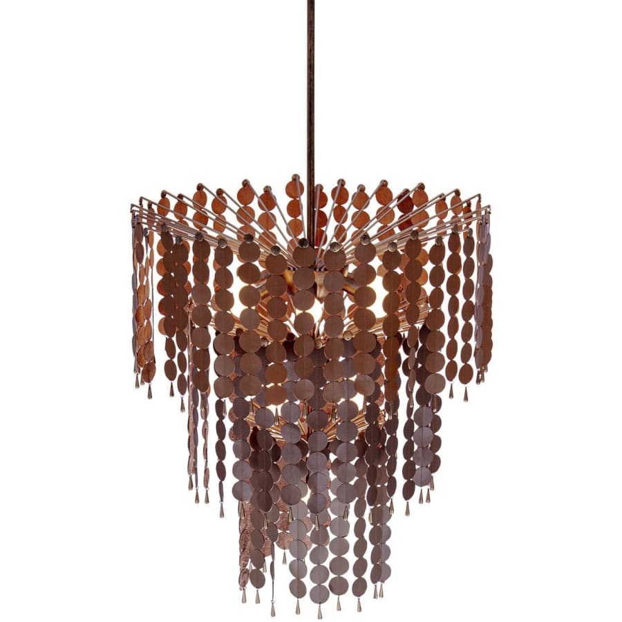 Kalco Pelt 11 Light 27" Wide Waterfall Chandelier with Hanging Leather Medallions
