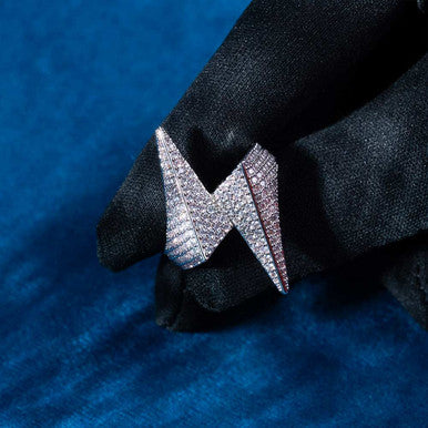 Moissanite Lightning Bolt Ring Warrior