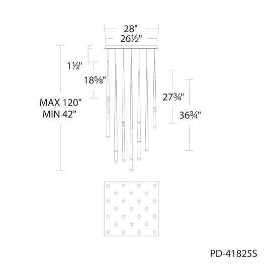 Modern Forms Cascade 25 Light 28" Wide LED Suspension Multi Light Pendant