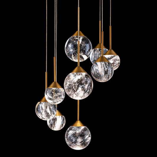 Schonbek Beyond Quest 17" Wide LED Crystal Multi Light Pendant with Clear Optic Haze Crystal