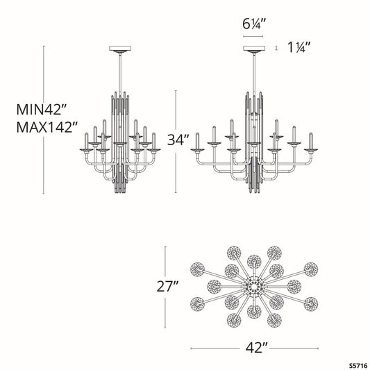 Schonbek Calliope 16 Light 42" Wide LED Crystal Candle Style Chandelier