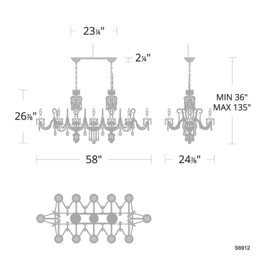 Schonbek Sterling Linear 12 Light 58" Wide Crystal Linear Chandelier