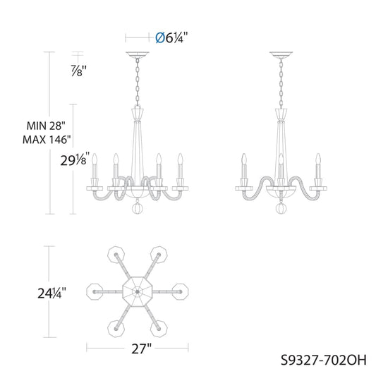 Schonbek Amadeus 6 Light 27" Wide Crystal Candle Style Chandelier