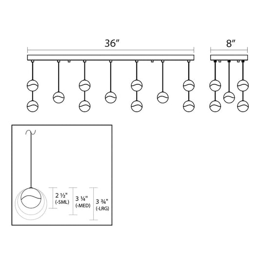 Sonneman Grapes 11 Light 38" Wide LED Suspension Linear Pendant