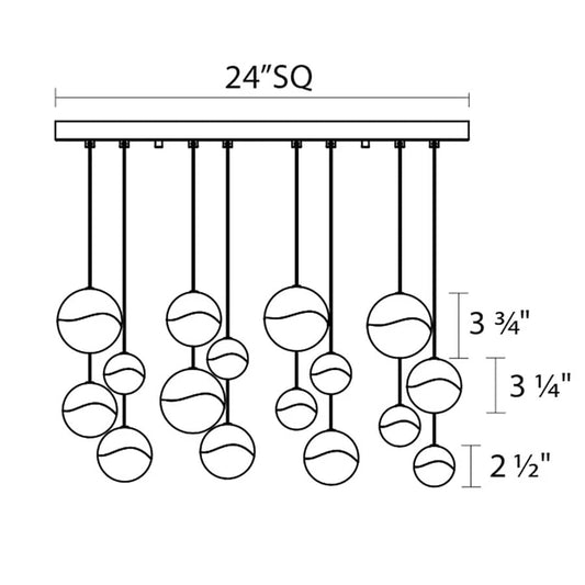 Sonneman Grapes 16 Light 24" Wide LED Suspension Multi Light Pendant