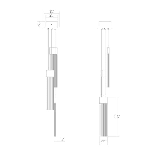Sonneman V Panels 4" Wide Suspension Multi Light Pendant