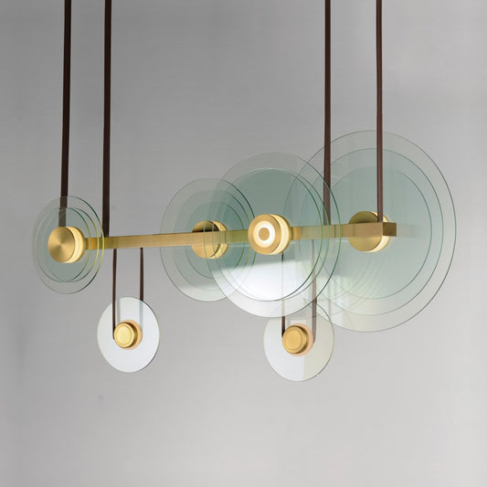 Studio M Stratum 61" Wide LED Abstract Chandelier with Clear Glass Shades