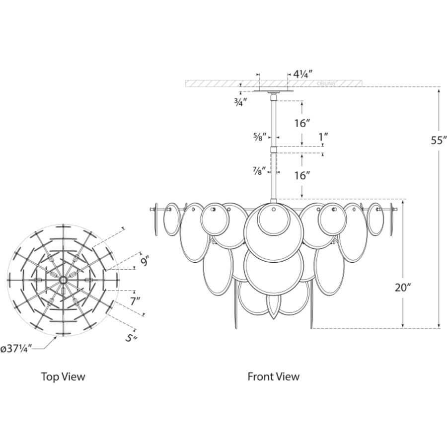 Visual Comfort Loire 37" Large Chandelier with White Strie Glass by AERIN