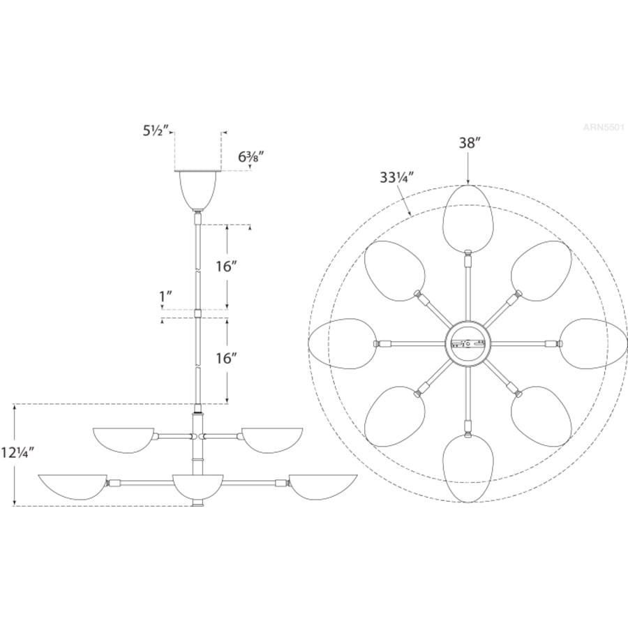Visual Comfort Graphic 38" Large Two Tier Chandelier by AERIN