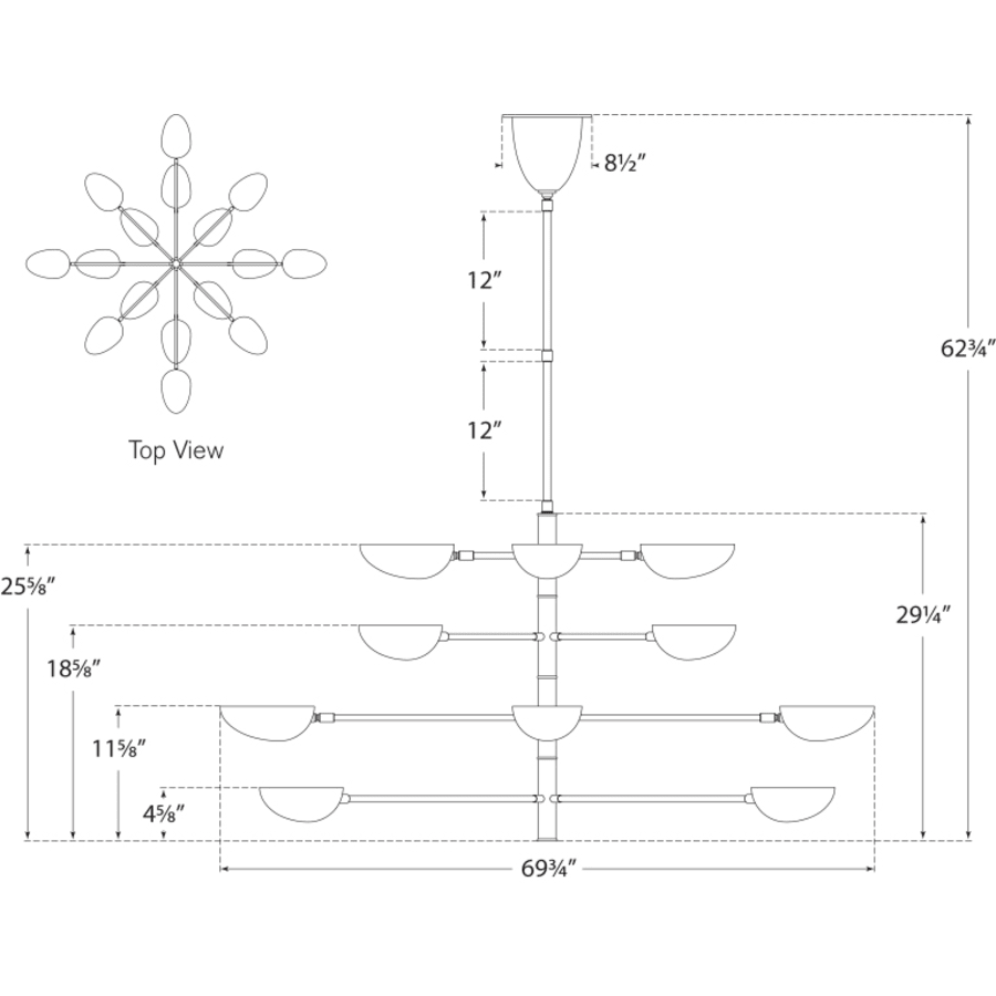 Visual Comfort Graphic 63" Four Tier Chandelier by AERIN