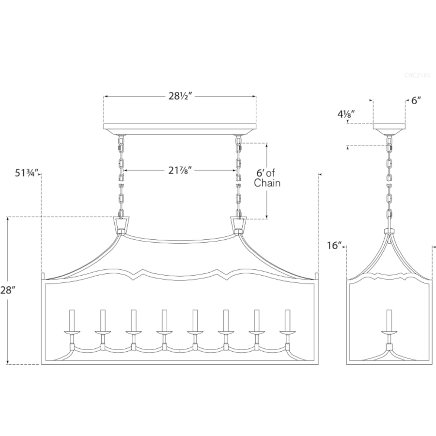 Visual Comfort Fancy Darlana 52" Large Linear Chandelier by E.F. Chapman