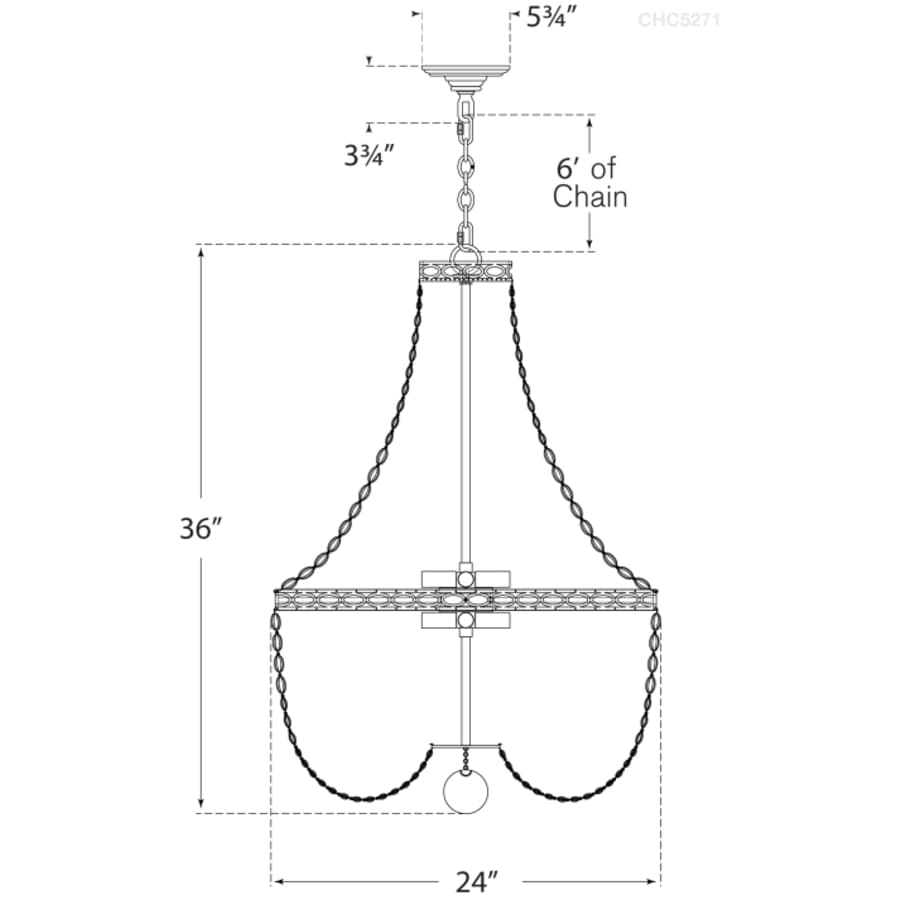 Visual Comfort Linfort 24" Basket Form Chandelier with Clear Glass Trim by E.F. Chapman