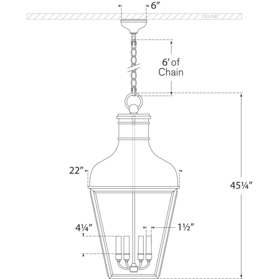Visual Comfort Fremont 45" Grande Hanging Lantern in French Rust with Clear Glass by Chapman & Myers