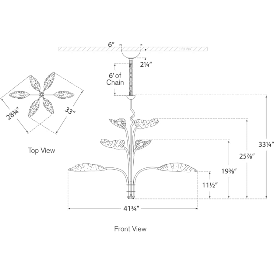 Visual Comfort Dumaine 42" Pierced Leaf Chandelier by Julie Neill