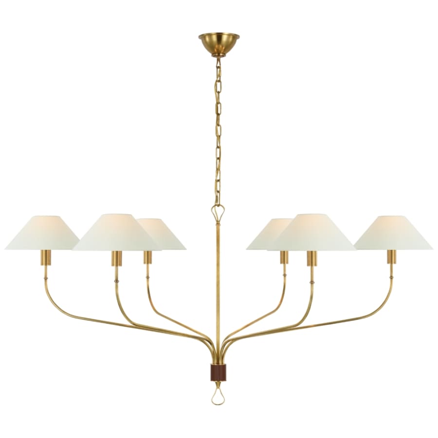 Visual Comfort Griffin 6 Light 42" Wide Chandelier with Includes White Linen Shades