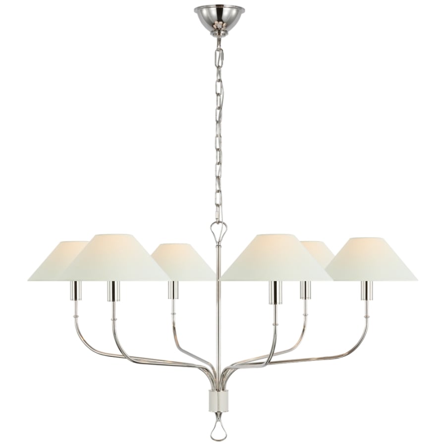 Visual Comfort Griffin 6 Light 56" Wide Chandelier with White Linen Shades