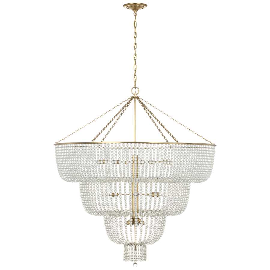 Visual Comfort Jacqueline 18 Light 46" Wide Beaded Waterfall Chandelier with Clear Glass Beads