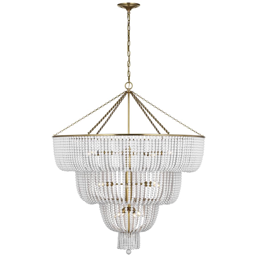Visual Comfort Jacqueline 18 Light 46" Wide Beaded Waterfall Chandelier with White Acrylic Beads