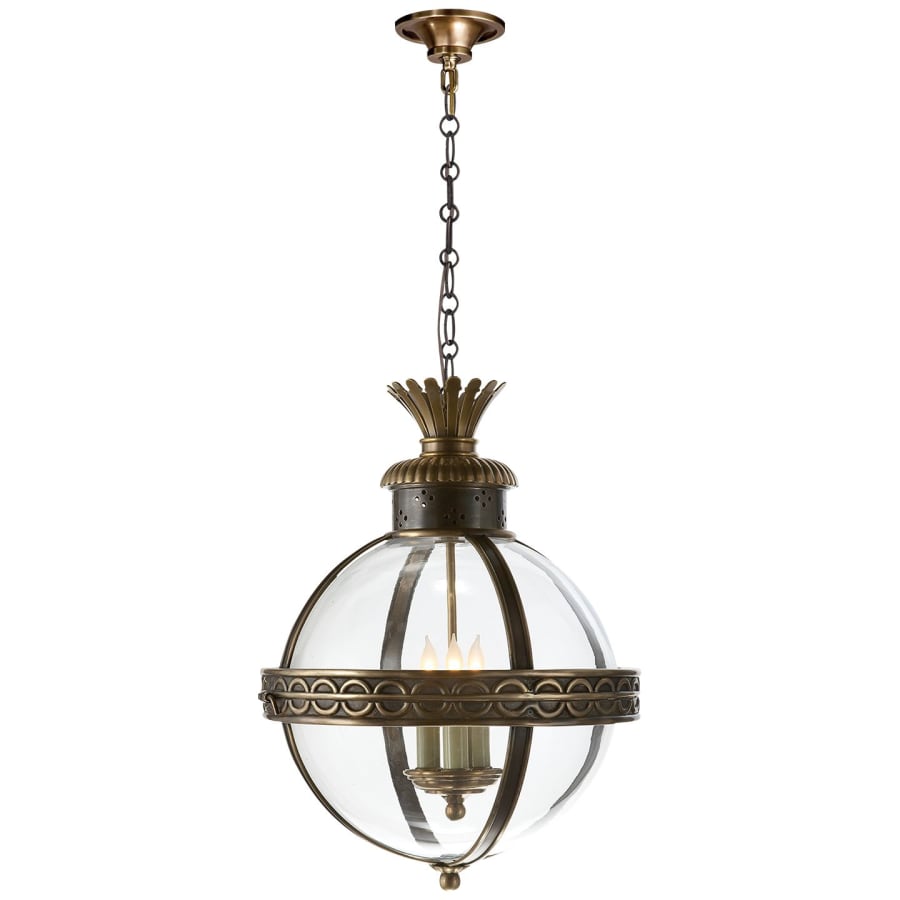 Visual Comfort Crown Top 15" Banded Globe Lantern with Clear Glass by E. F. Chapman