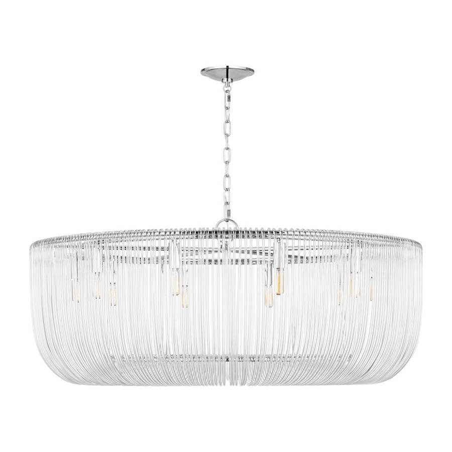 Visual Comfort Pierce 10 Light 42" Wide Pendant with Clear Glass Rods