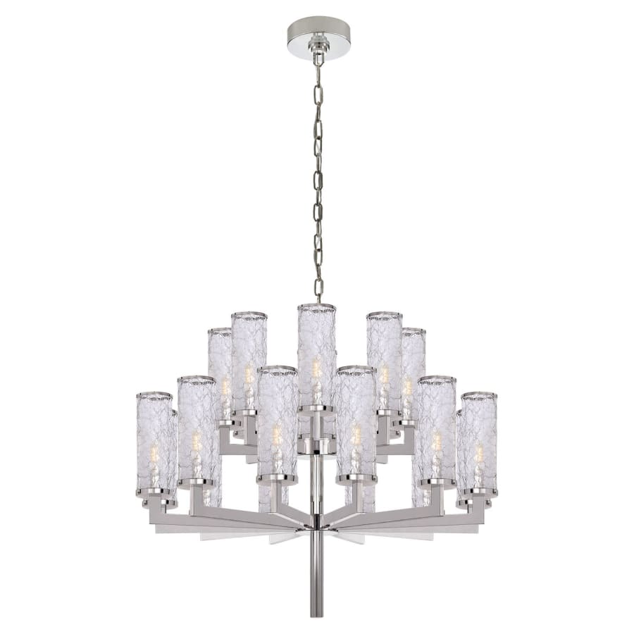 Visual Comfort Liaison 34" Two-Tiered Chandelier with Crackle Glass by Kelly Wearstler