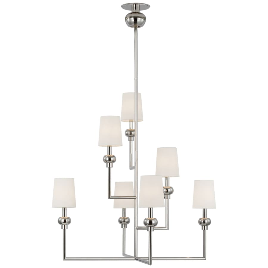 Visual Comfort Comtesse 7 Light 39" Wide Chandelier with White Linen Shades