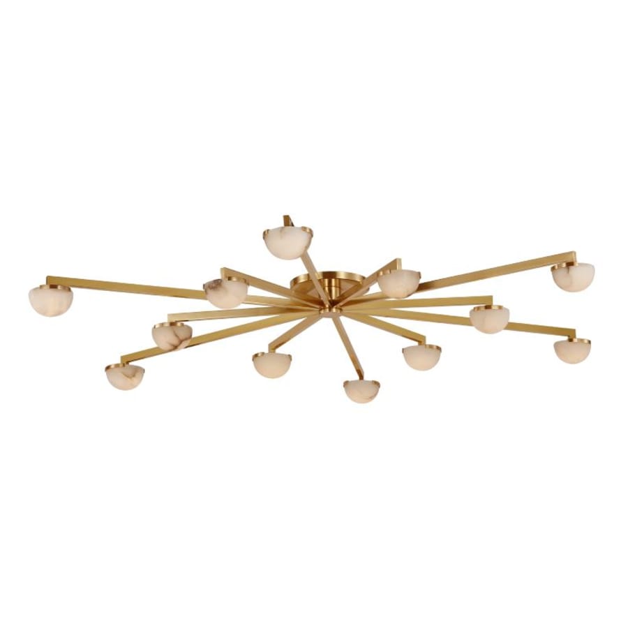 Visual Comfort Pedra Grande Staggered Arm Flush Mount with Alabaster Shade
