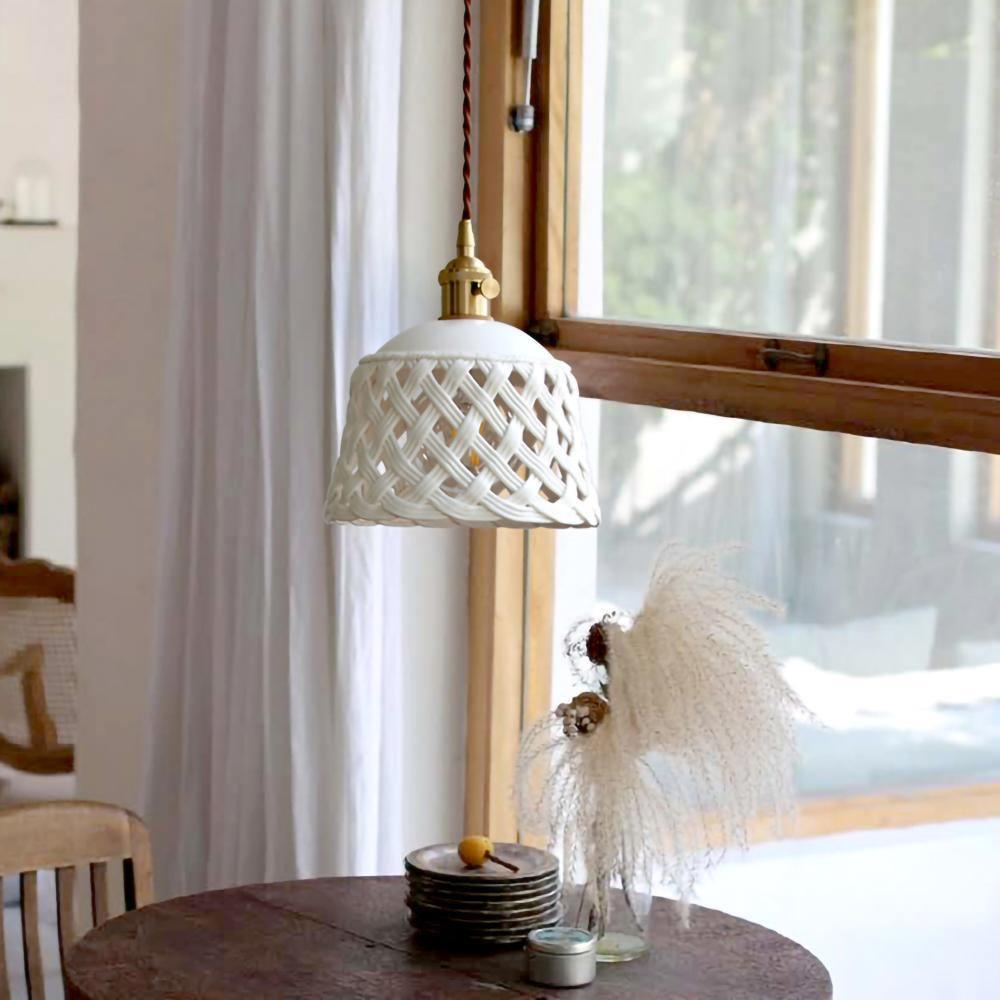 Openwork Ceramic Swag Light