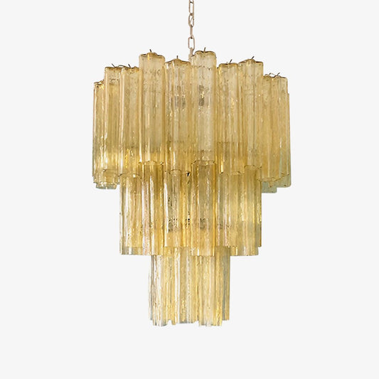 Yellow Glass Tube Chandelier