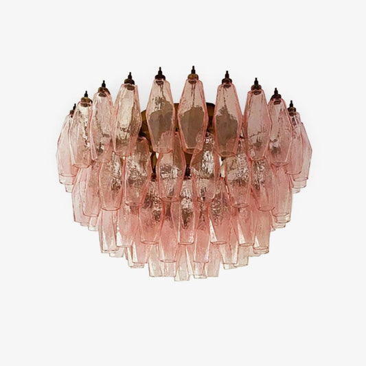 Rhombus Pink Glass Ceiling Lamp