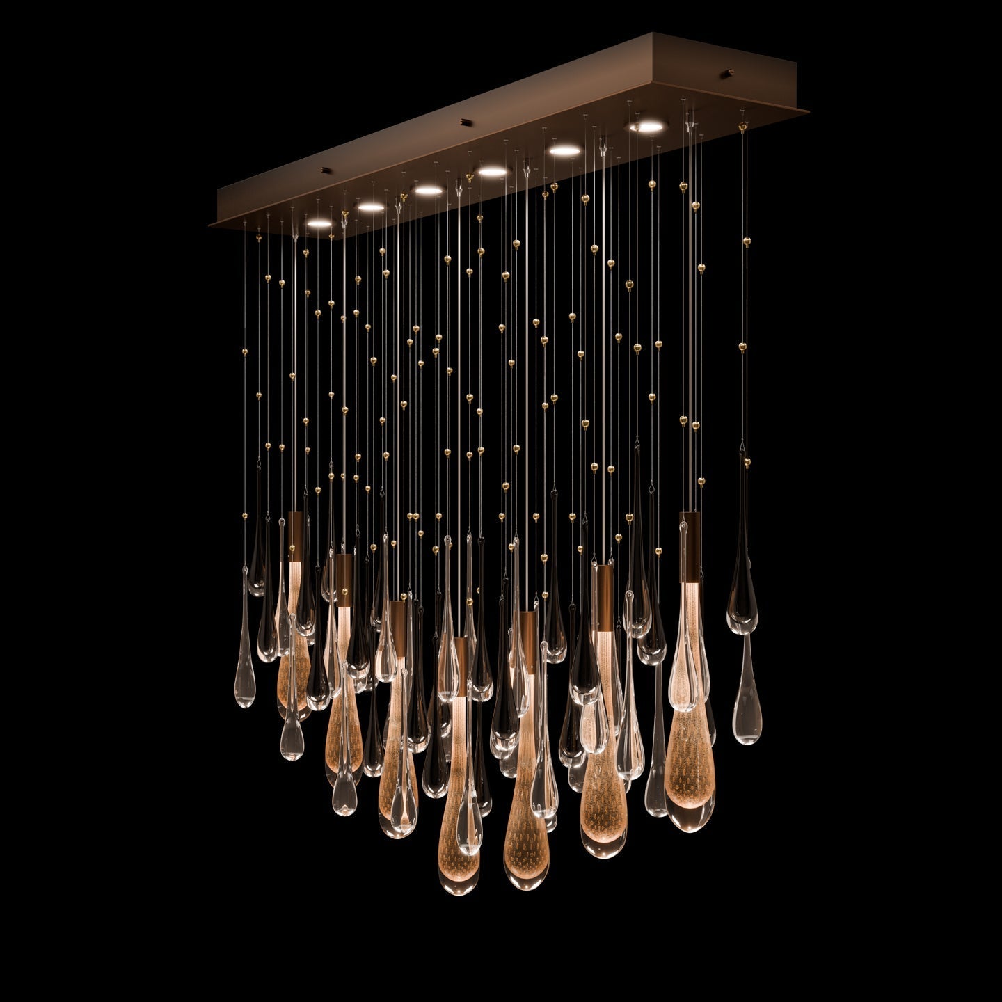 Fine Art Rain 51"W Rectangular Pendant