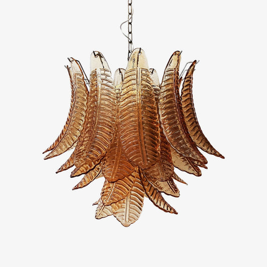 Amber Glass Leaf Chandelier