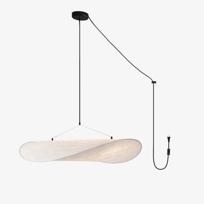 Tense Pendant Swag Light ∅ 27.6″ x W 25.6″ x H 5.9″ / US Plug / White & Black / Mulberry Silk & Warm Light 1001 Pendant
