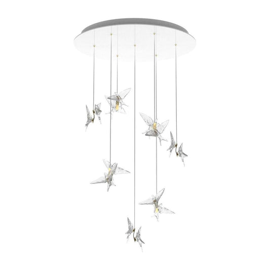 Lalique 14 Swallows Chandelier