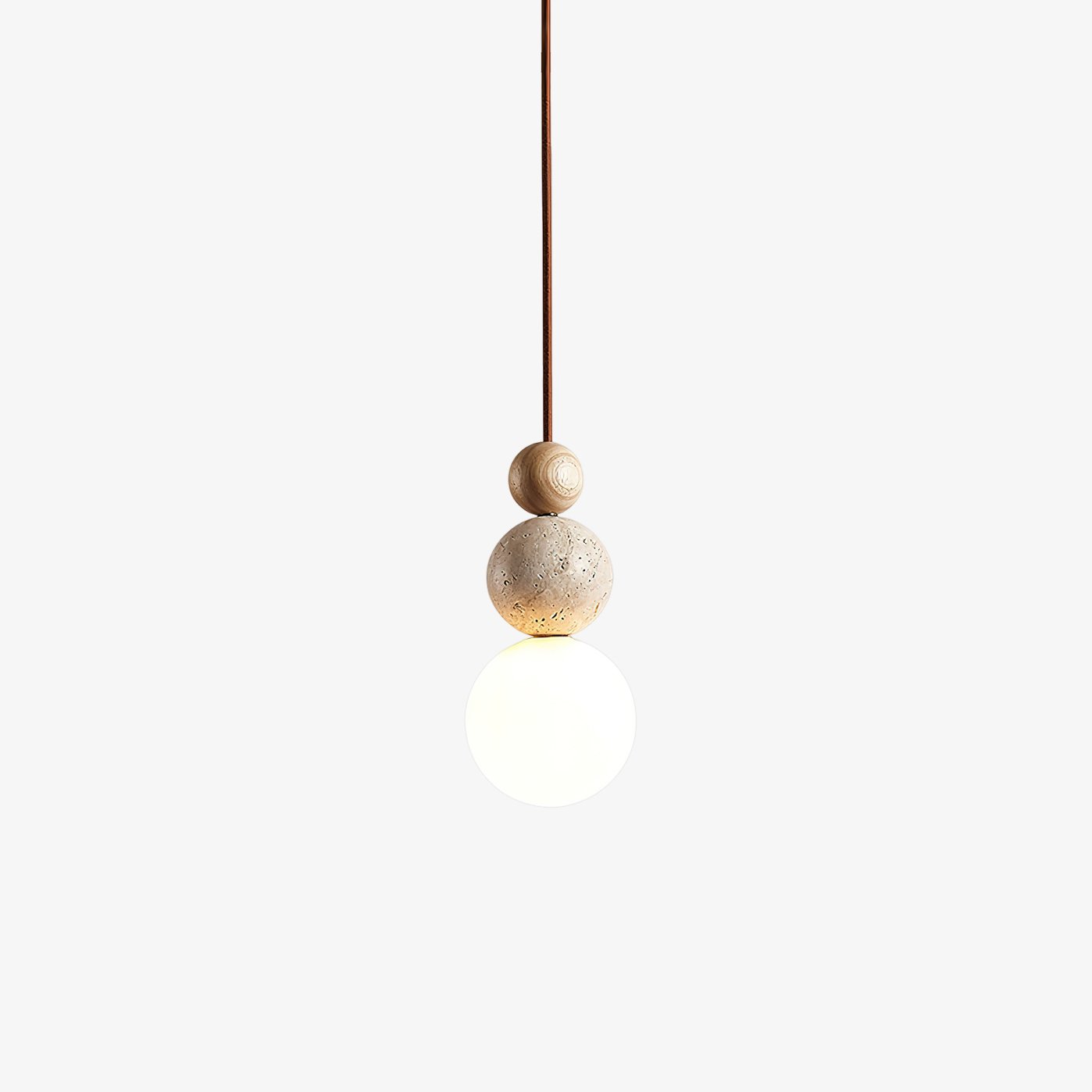 Elara Duo Pendant Lamp ∅ 6.3″ x H 11.8″ / Wood Color & Yellow Travertine