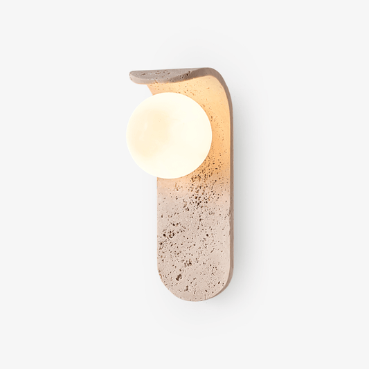 Solis Curve Wall Lamp ∅ 3.5″ x H 9.8″ / Dia 9cm x H 25cm / Yellow Travertine 1001 Wall lamp